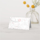PixDezines Monogram Blush Pink Honeycomb+Marble Platzkarte (Vorderseite)