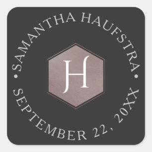 PixDezines Monogram Blush Pink Honeycomb Quadratischer Aufkleber