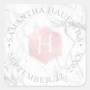 PixDezines Monogram Blush Pink Honeycomb Quadratischer Aufkleber