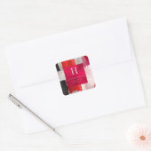 PixDezines Monogram, Blush+Silver+Roter Farbblock Quadratischer Aufkleber (Umschlag)