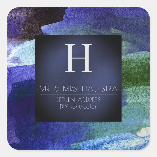 PixDezines Monogram, Blush+Silver+Roter Farbblock Quadratischer Aufkleber (Vorderseite)