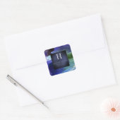 PixDezines Monogram, Blush+Silver+Roter Farbblock Quadratischer Aufkleber (Umschlag)