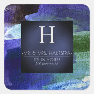 PixDezines Monogram, Blush+Silver+Roter Farbblock Quadratischer Aufkleber