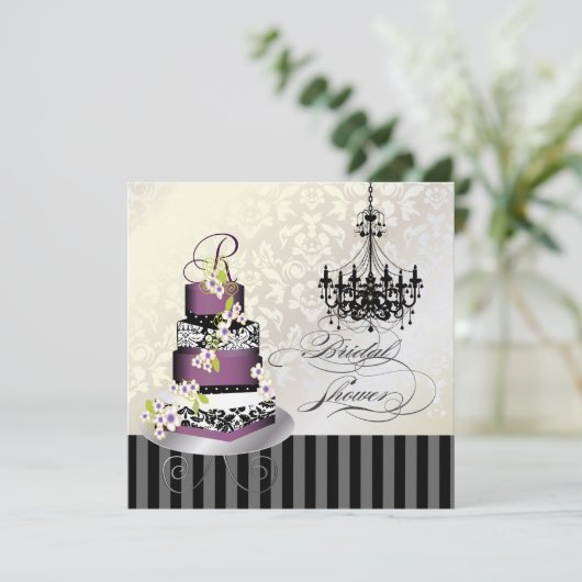 PixDezines MONOGRAM BRAUTPARTY/PLUM PUDCAK Einladung (Stehend Vorderseite)