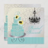 PixDezines Monogram Bridal, blauer Hochzeitstorte Einladung (Vorne/Hinten)