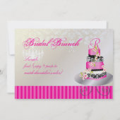 PixDezines Monogram Bridal, rosa Hochzeitskuchen Einladung (Rückseite)