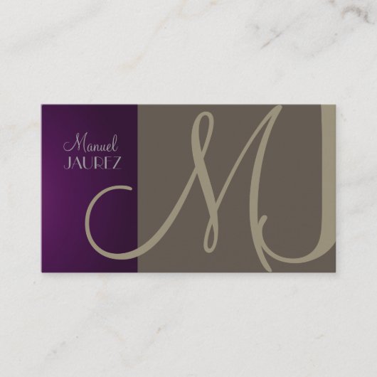 PixDezines Monogram Business Card in Retro-Farben Visitenkarte (Vorderseite)