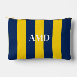 PixDezines Monogram Cabana Streifen Navy Gelb Zubehörtasche