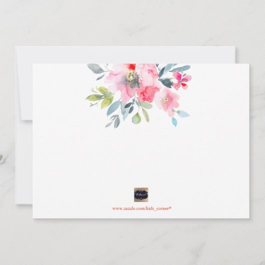 PixDezines Monogram+Garden Rose Birth Baby Girl Ankündigung (Rückseite)