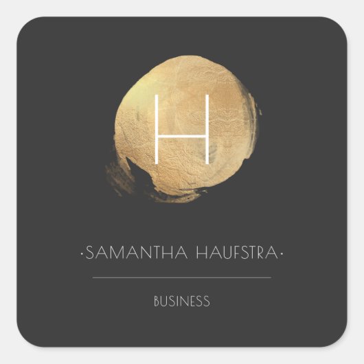 PixDezines Monogram Imitate Gold Foil Quadratischer Aufkleber (Vorderseite)