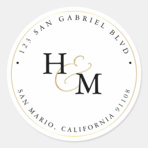 PixDezines Monogram Imitate Gold Script Ampersand Runder Aufkleber