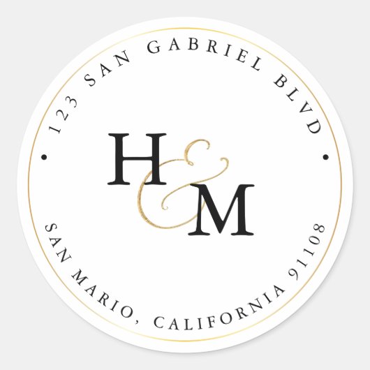 PixDezines Monogram Imitate Gold Script Ampersand  Runder Aufkleber (Vorderseite)