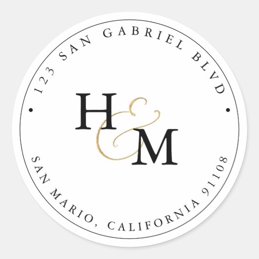 PixDezines Monogram Imitate Gold Script Ampersand Runder Aufkleber (Vorderseite)