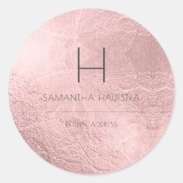 PixDezines Monogram Imitate Rose Gold Foil Runder Aufkleber