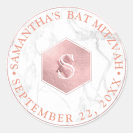 PixDezines Monogram Imitate Rose Honeycomb Mitzvah Runder Aufkleber