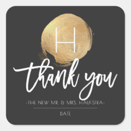 PixDezines Monogram Imitats Gold Foil, vielen Dank Quadratischer Aufkleber