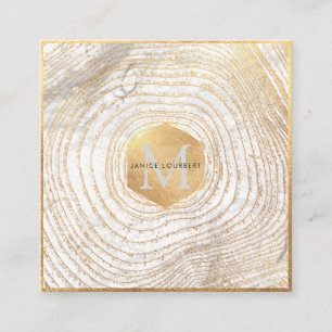 PixDezines MONOGRAM/IMITATS GOLD TREIBEN Quadratische Visitenkarte