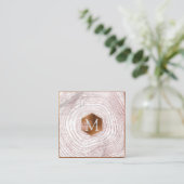 PixDezines MONOGRAM IMITATS KUPER TREE RINGS Quadratische Visitenkarte (Stehend Vorderseite)