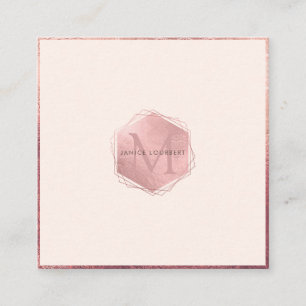 PixDezines MONOGRAM/IMITATS ROSE GOLD, BLUSH PINK Quadratische Visitenkarte