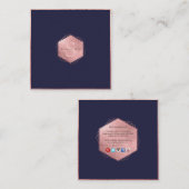 PixDezines MONOGRAM/IMITATS ROSE GOLD, NAVY BLUE Quadratische Visitenkarte (Vorne/Hinten)