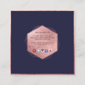 PixDezines MONOGRAM/IMITATS ROSE GOLD, NAVY BLUE Quadratische Visitenkarte (Rückseite)