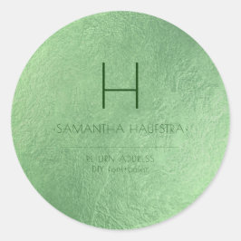 PixDezines Monogram Iridescent Emerald Green Runder Aufkleber