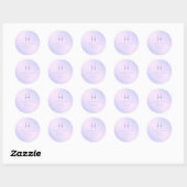 PixDezines Monogram Iridescent Lilac+Lavender Runder Aufkleber (Blatt)