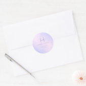 PixDezines Monogram Iridescent Lilac+Lavender Runder Aufkleber (Umschlag)