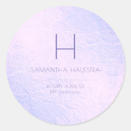 PixDezines Monogram Iridescent Lilac+Lavender Runder Aufkleber
