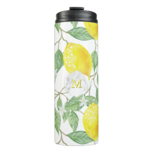 PixDezines MONOGRAM LEMON PATTERN Thermosbecher
