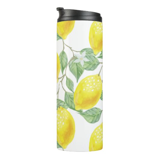 PixDezines MONOGRAM LEMON PATTERN Thermosbecher (Nach rechts gedreht)