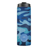PixDezines Monogram Marine Blue Camouflage Thermosbecher (Vorderseite)