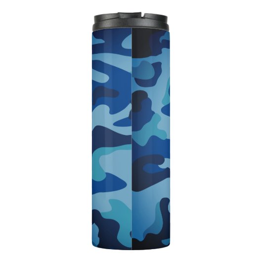 PixDezines Monogram Marine Blue Camouflage Thermosbecher (Rückseite)