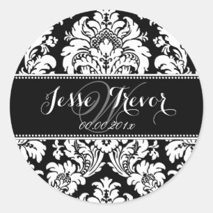 PixDezines Monogram Moiré Damask, DIY Farbe Runder Aufkleber