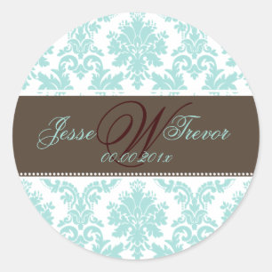 PixDezines Monogram Paloma Damask, DIY Farben Runder Aufkleber