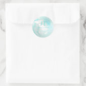 PixDezines Monogram Platinum+Aqua Runder Aufkleber (Tasche)