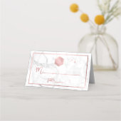 PixDezines Monogram Rose Gold Honeycomb+Marmor Platzkarte (Vorderseite)