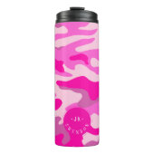 PixDezines Monogram Sassy Pink Camouflage Thermosbecher (Vorderseite)