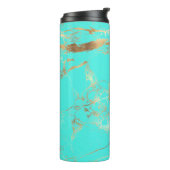 PixDezines MONOGRAM TURQUOISE GOLD VEINS Thermosbecher (Nach links gedreht)