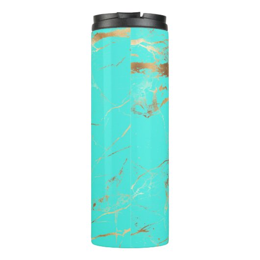PixDezines MONOGRAM TURQUOISE GOLD VEINS Thermosbecher (Rückseite)