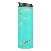 PixDezines MONOGRAM TURQUOISE GOLD VEINS Thermosbecher (Nach rechts gedreht)