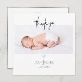 PixDezines Monogram Vielen Dank Baby Blue Heart Einladung (Vorne/Hinten)