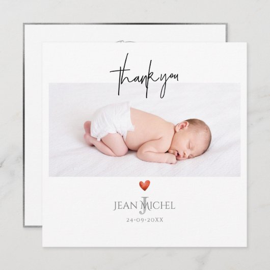 PixDezines Monogram Vielen Dank+Herz Einladung (Vorne/Hinten)