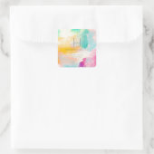 PixDezines Monogram Wasserfarbenpinsel Schlaganfäl Quadratischer Aufkleber (Tasche)