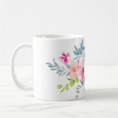 PixDezines MONOGRAM WATERCOLOR GARDEN ROSE PINK Kaffeetasse (Links)
