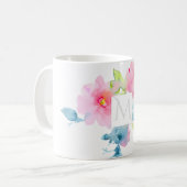 PixDezines MONOGRAM WATERCOLOR GARDEN ROSE PINK Kaffeetasse (Vorderseite Links)