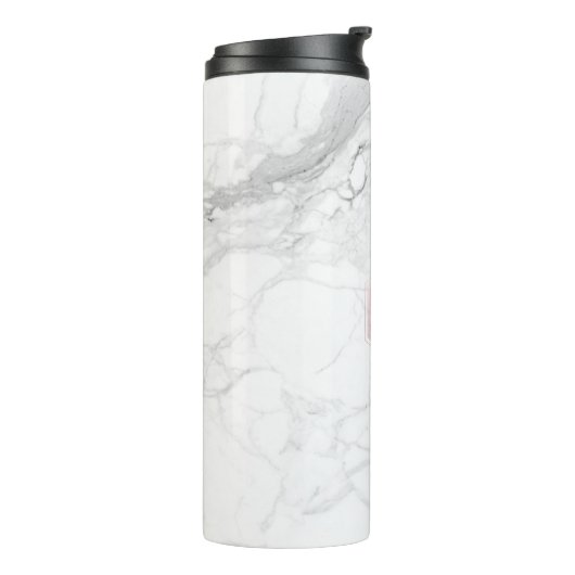 PixDezines MONOGRAM WHITE MARBLE+BLUSH HONEYCOMB Thermosbecher (Nach links gedreht)