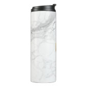 PixDezines MONOGRAM WHITE MARBLE+HONEYCOMB Thermosbecher (Nach links gedreht)