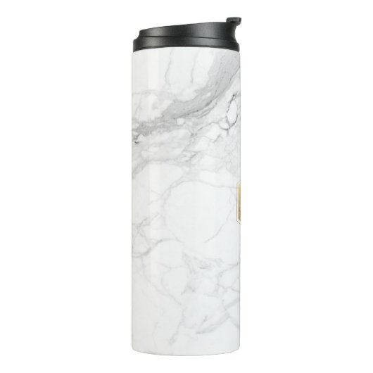 PixDezines MONOGRAM WHITE MARBLE+HONEYCOMB Thermosbecher (Nach links gedreht)