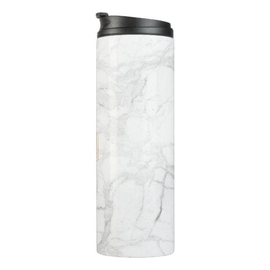 PixDezines MONOGRAM WHITE MARBLE+HONEYCOMB Thermosbecher (Nach rechts gedreht)
